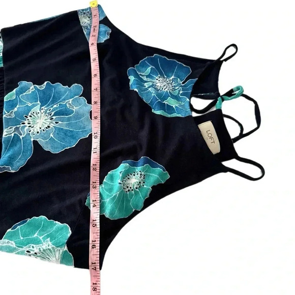 Ann Taylor LOFT Navy Floral Midi Halter Dress Size Small Sleeveless Sundress - Picture 8 of 9